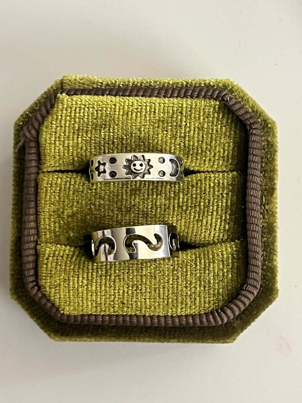 Sterling Silver Celestial Sun Moon Star and Cutout Wave Adjustable Toe Ring Set